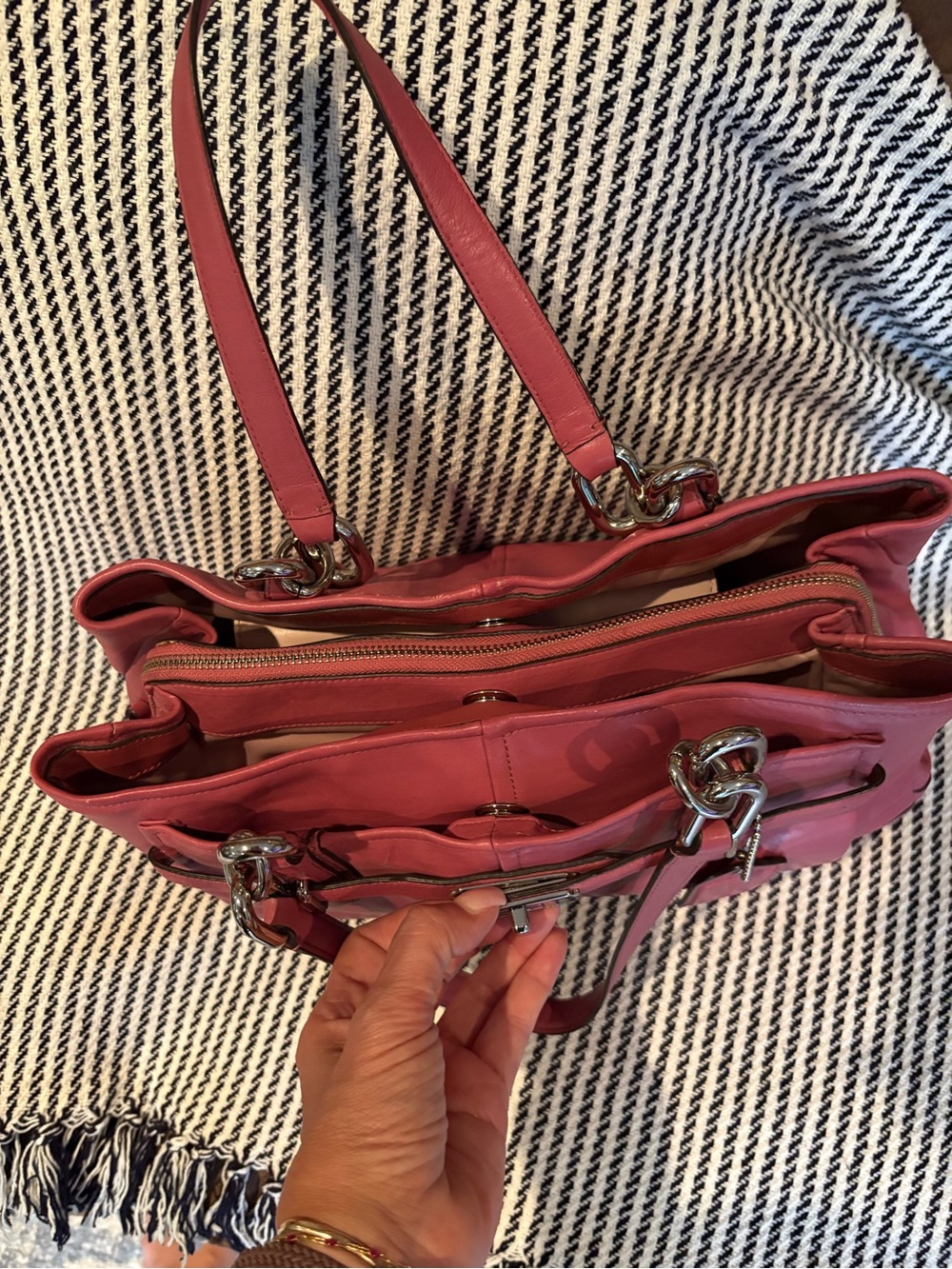 Coach Vintage Rose Pink Chelsea Leather Double-Handle Shoulder Bag - Picture 7 of 16